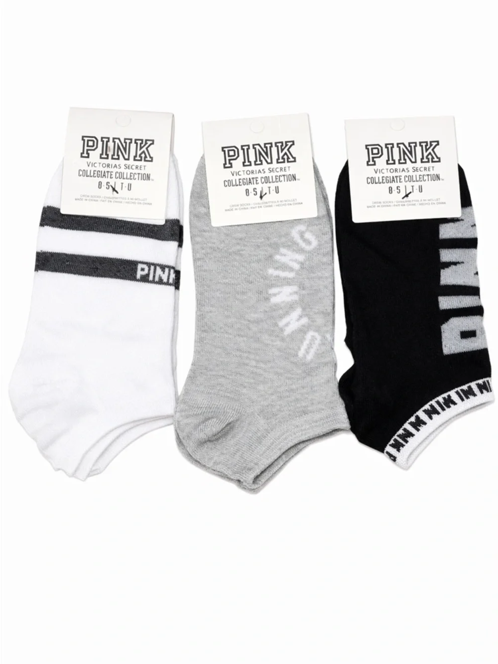 Victoria’s Secret PINK Collegiate Collection ankle socks set of three.